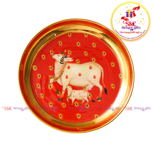 6 Inch Pichwai Brass Pooja Plate