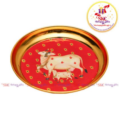 6 Inch Pichwai Brass Pooja Plate