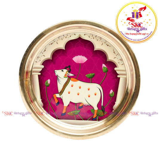 7 Inch Pichwai Brass Pooja Plate