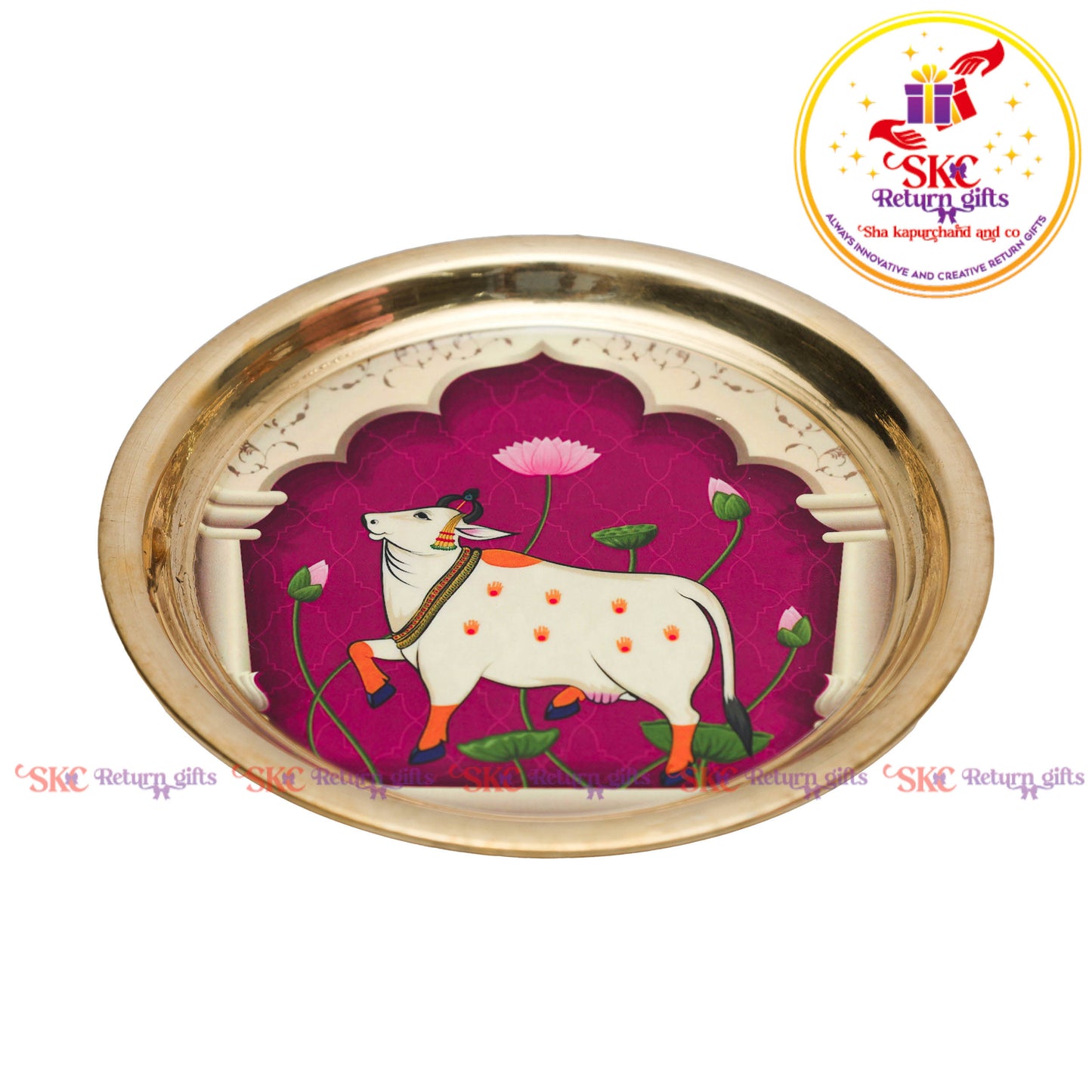 7 Inch Pichwai Brass Pooja Plate