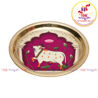 7 Inch Pichwai Brass Pooja Plate