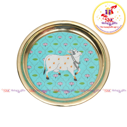 7 Inch Pichwai Brass Pooja Plate