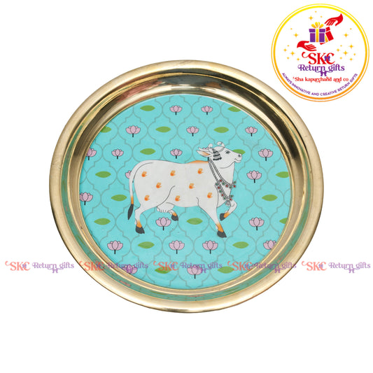 7 Inch Pichwai Brass Pooja Plate