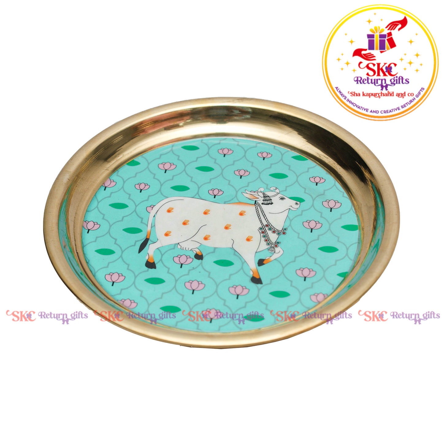 7 Inch Pichwai Brass Pooja Plate