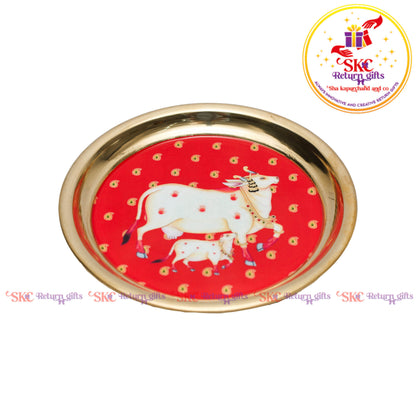 7 Inch Pichwai Brass Pooja Plate