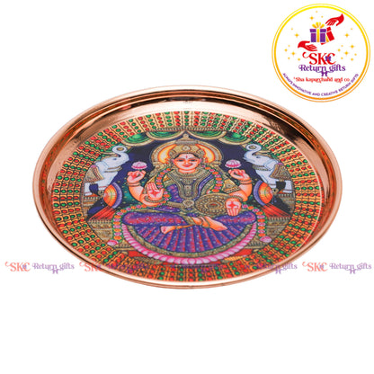 8 Inch Pichwai Rose Gold Pooja Plate
