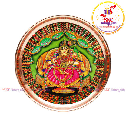 8 Inch Pichwai Rose Gold Pooja Plate
