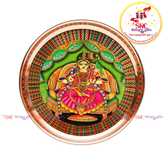 8 Inch Pichwai Rose Gold Pooja Plate
