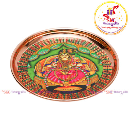8 Inch Pichwai Rose Gold Pooja Plate