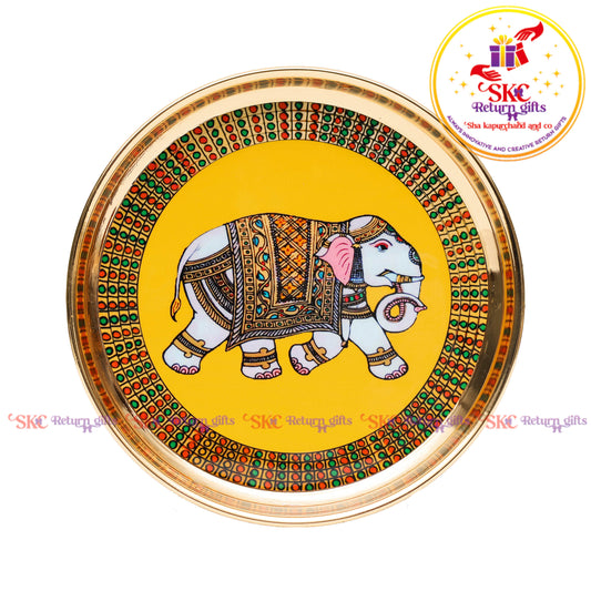 6 Inch Pichwai Brass Pooja Plate