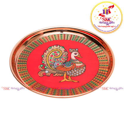 8 Inch Pichwai Rose Gold Pooja Plate