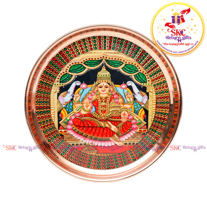 8 Inch Pichwai Rose Gold Pooja Plate