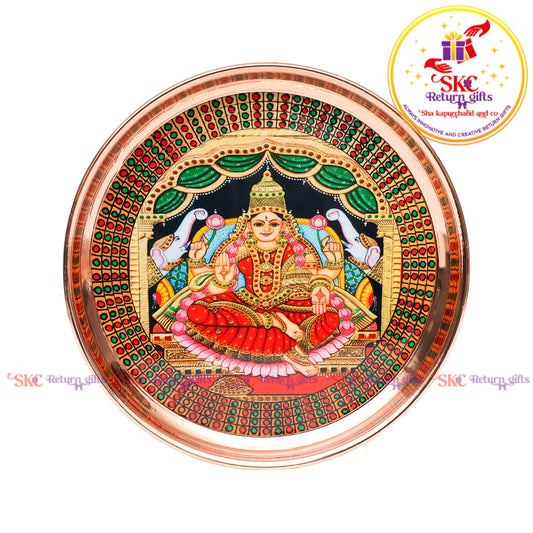 8 Inch Pichwai Rose Gold Pooja Plate