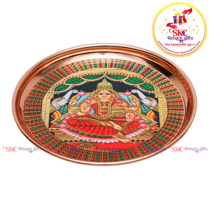 8 Inch Pichwai Rose Gold Pooja Plate