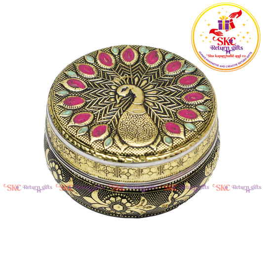 4.5 Inch Stainless Steel Embossed Meena Box