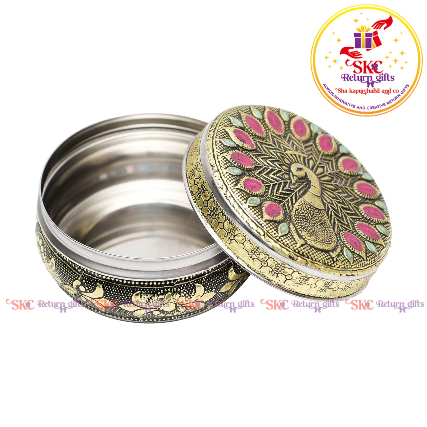 5 Inch Stainless Steel Embossed Meena Box