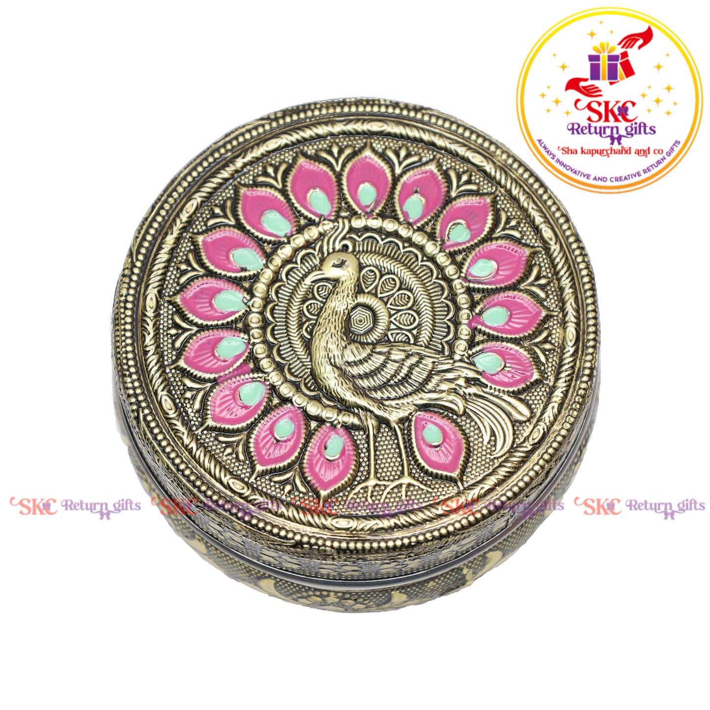 4 Inch Stainless Steel Embossed Meena Box