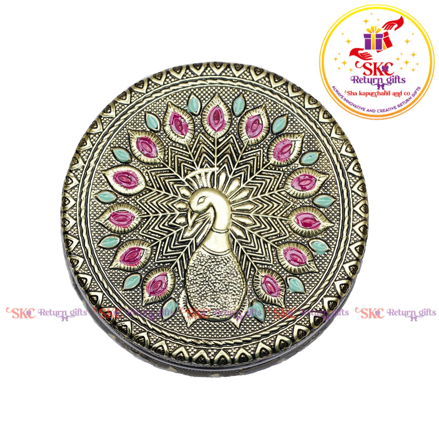 4 Inch Stainless Steel Embossed Meena Box