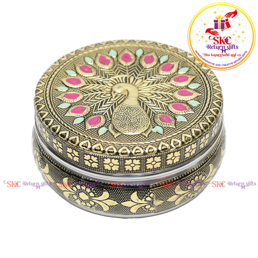 4 Inch Stainless Steel Embossed Meena Box