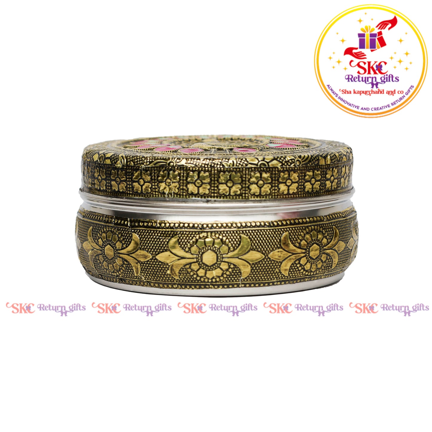 4 Inch Stainless Steel Embossed Meena Box