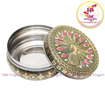 4 Inch Stainless Steel Embossed Meena Box