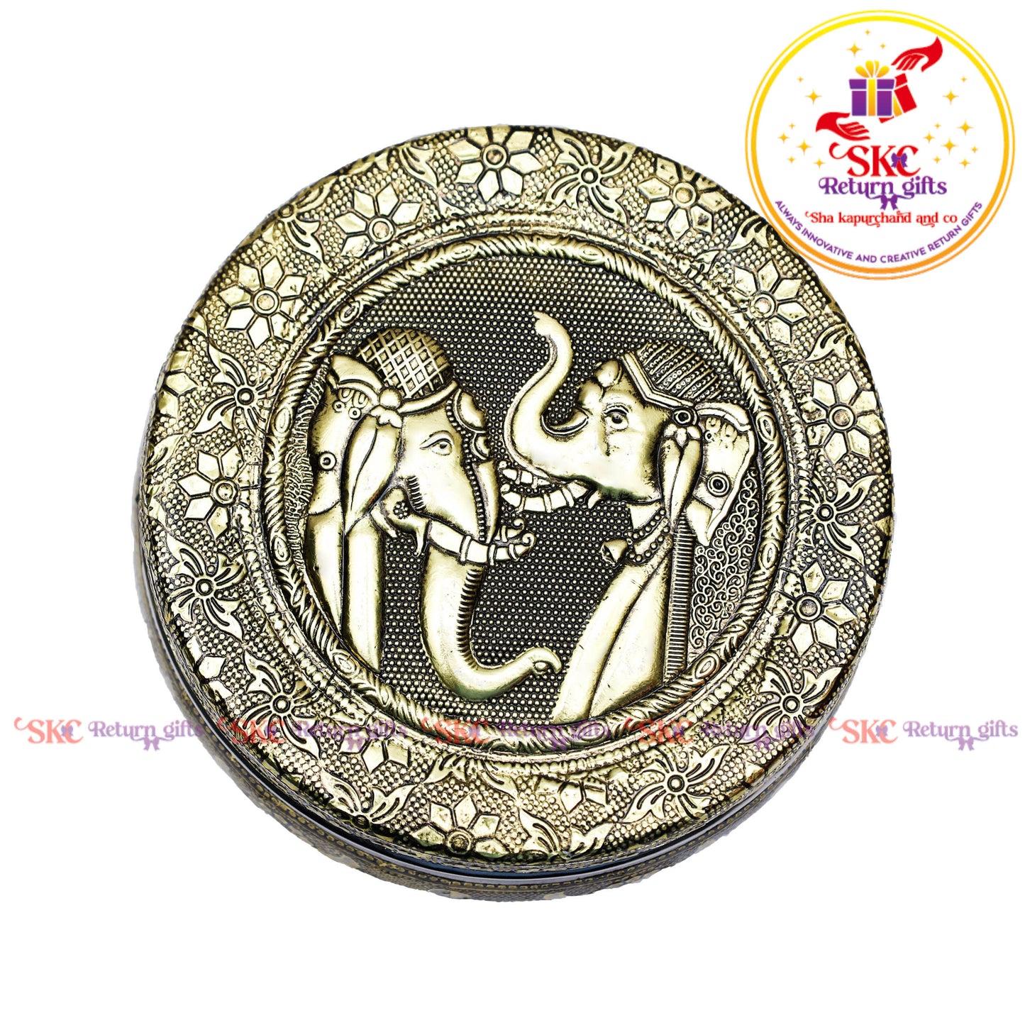4.5 Inch Stainless Steel Embossed Meena Box