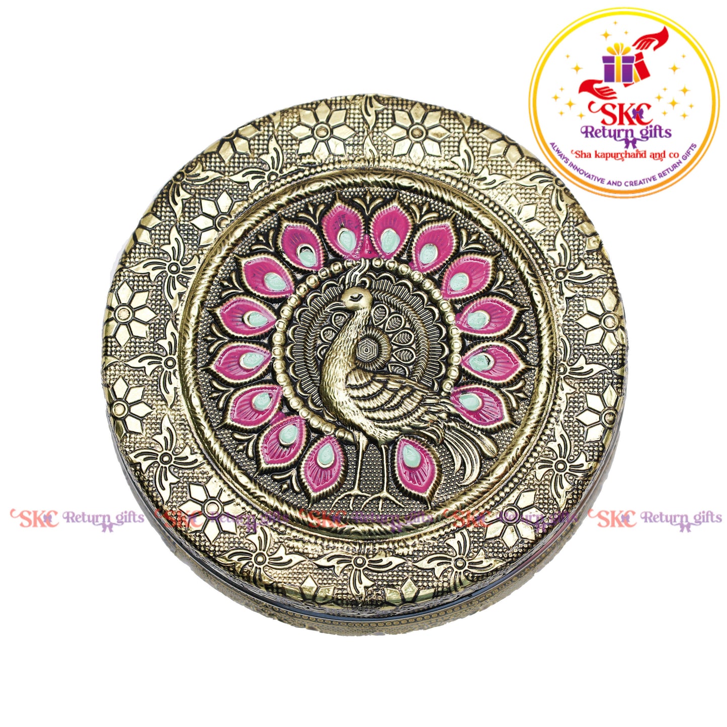 4 Inch Stainless Steel Embossed Meena Box