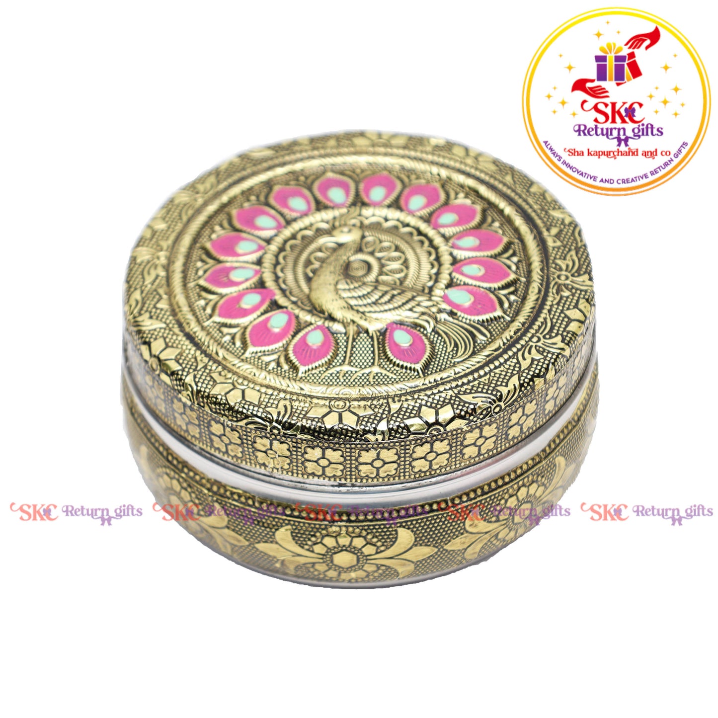 4 Inch Stainless Steel Embossed Meena Box