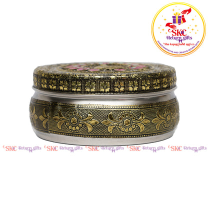 4 Inch Stainless Steel Embossed Meena Box