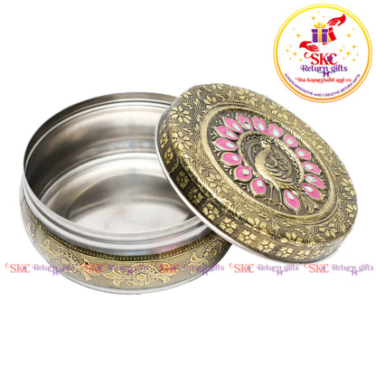 4 Inch Stainless Steel Embossed Meena Box