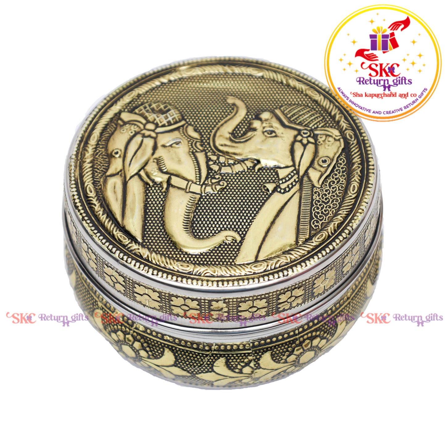 4 Inch Stainless Steel Embossed Meena Box