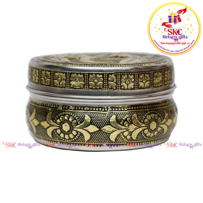 4 Inch Stainless Steel Embossed Meena Box