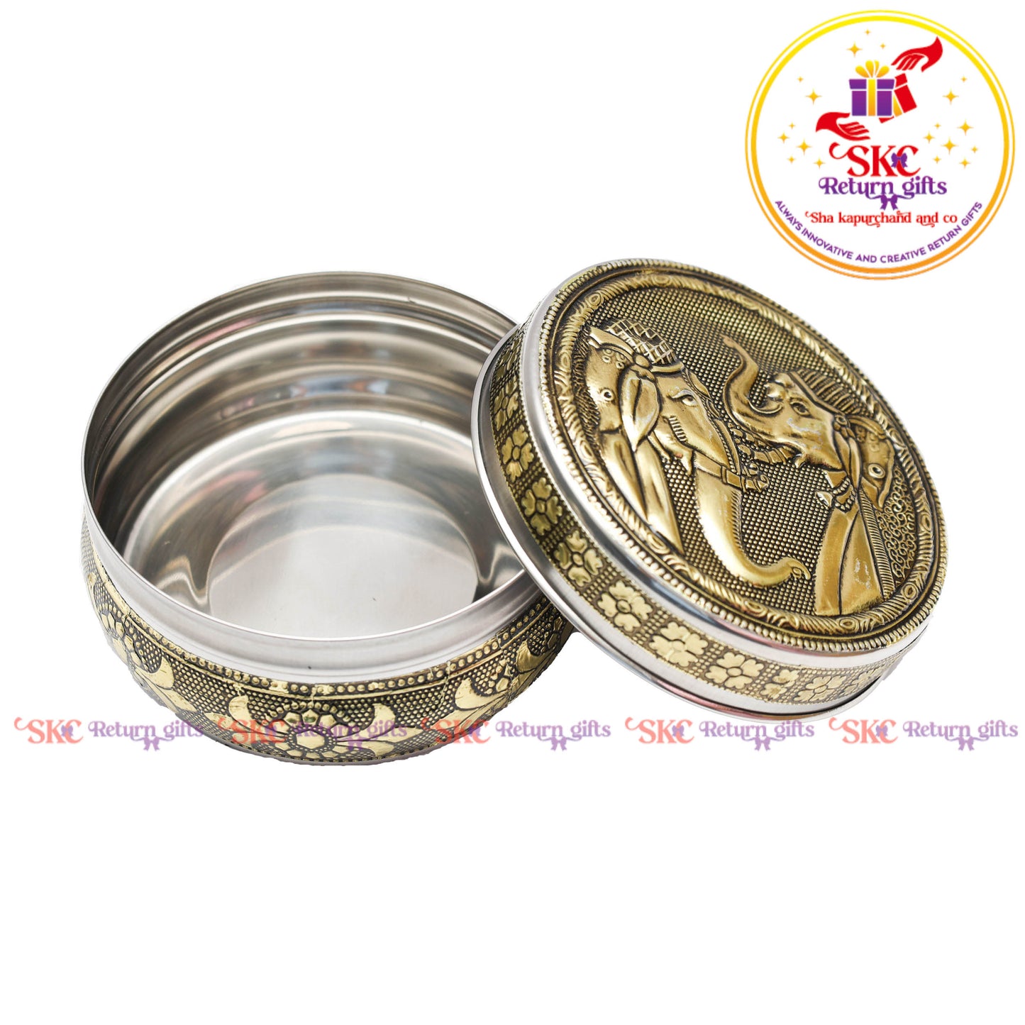 4 Inch Stainless Steel Embossed Meena Box
