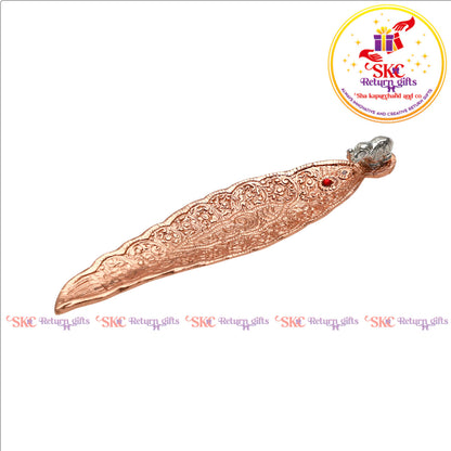 Antique Copper Leaf Incense Stick Holder with Elephant