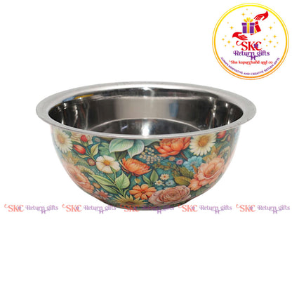 Floral Printed Stainless Steel Bowl