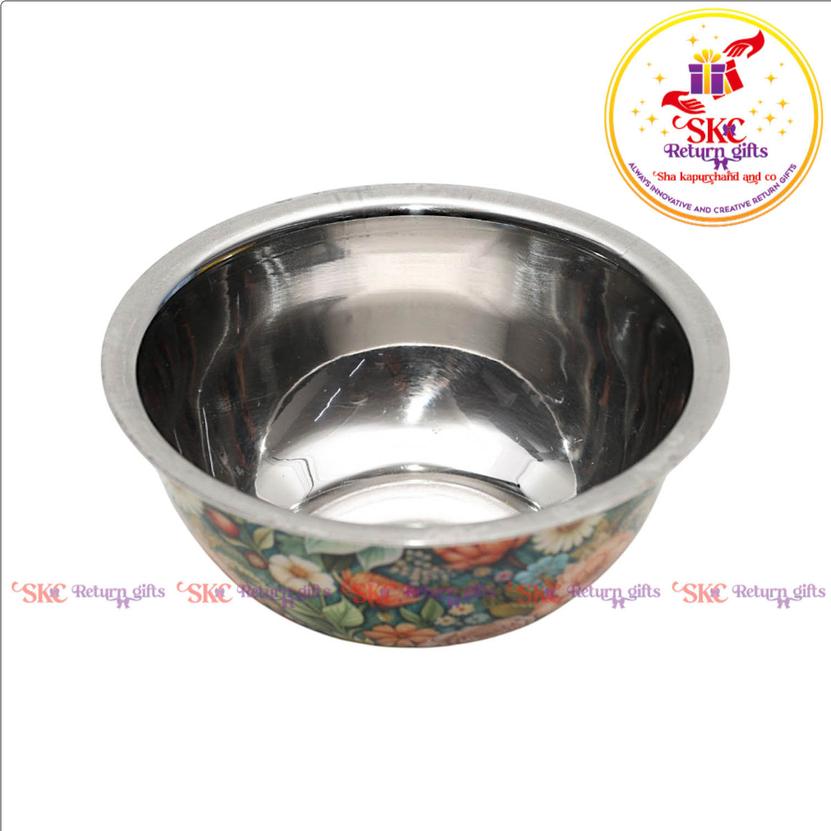 Floral Printed Stainless Steel Bowl