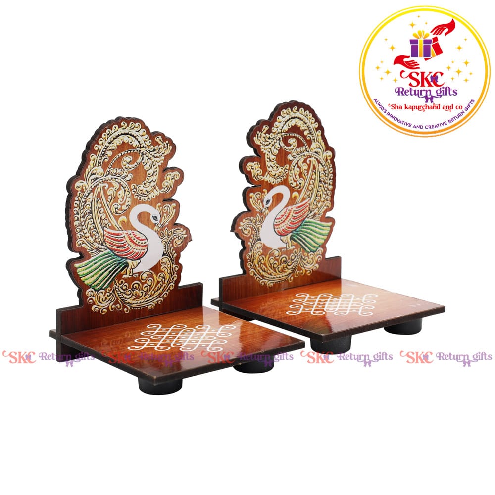 MDF Diya Stand Peacock Pair