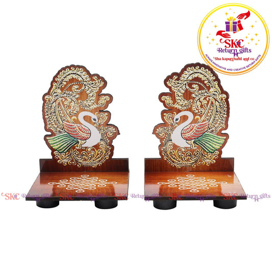 MDF Diya Stand Peacock Pair